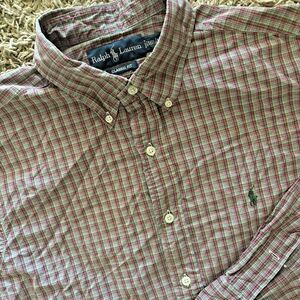 Mens Ralph Lauren Size Large Collared Dress Shirt Plaid Colorful Polo Logo 16.5